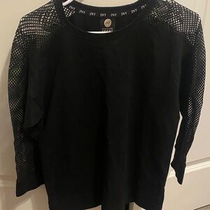 JN Black Long Sleeve Top with Mesh Detail